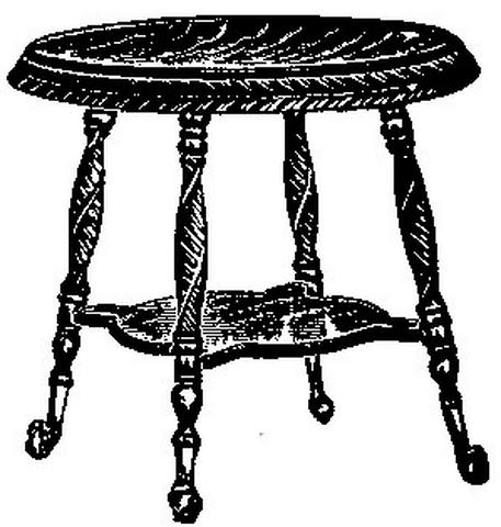 Image of Sears 1902 Carved Round Top Glass Ball Foot Parlor Table
