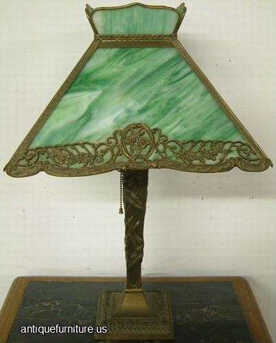 Antique Art Nouveau Slag Glass Lamp