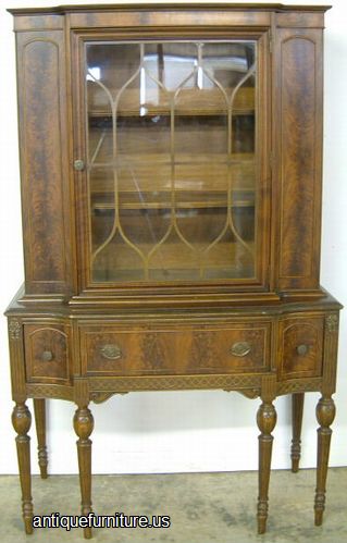 Antique Flame Mahogany China Cabinet