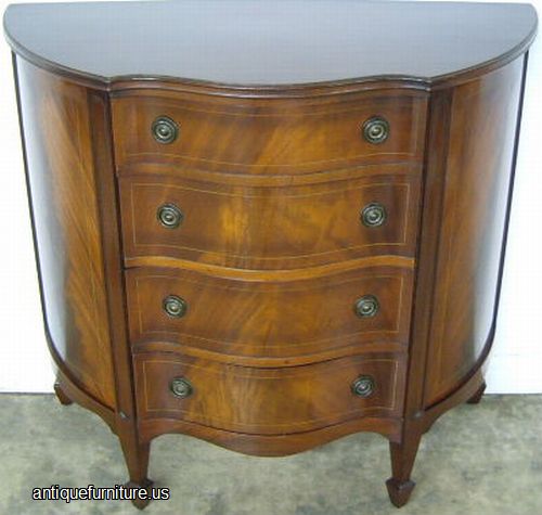 Antique Flame Mahogany Demilune Console