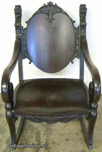 Antique Mahogany Griffin Head Rocker