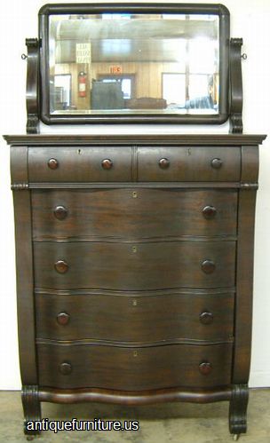 Antique Massive Ribbon Mahogany Chest