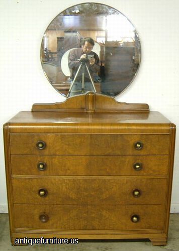 Antique Burl Walnut Art Deco Dresser
