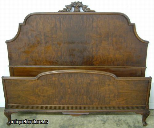 Antique Burl Walnut Bed