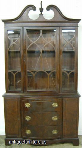 Antique Flame Mahogany China Cabinet