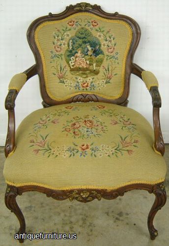 Antique French Style Needlepoint Chair