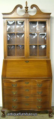 Antique Maddox Mahogany Bubble Glass Governor Winthrop Desk