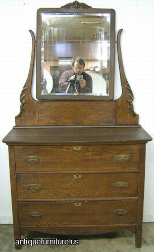 Antique Oak Dresser Mirror
