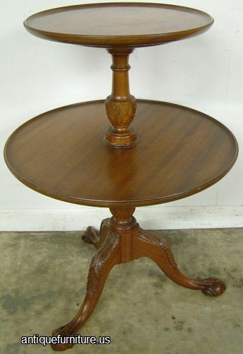 Antique Ornate Mahogany Tier Table
