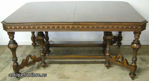 Antique Ornate Walnut Dining Table