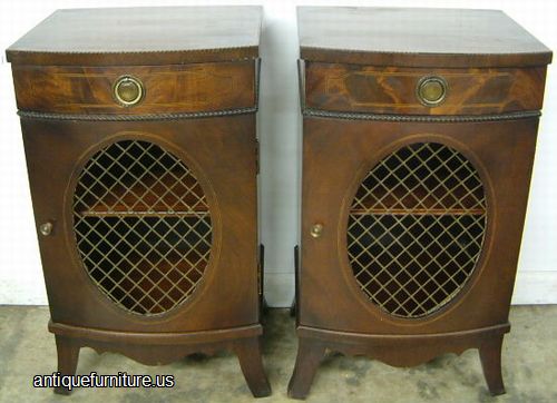 Antique Pair Flame Mahogany Nightstands