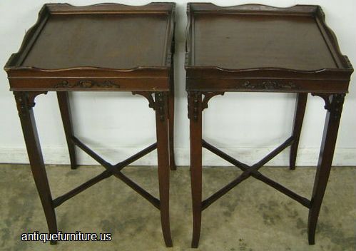 Antique Pair Mahogany Lamp Tables