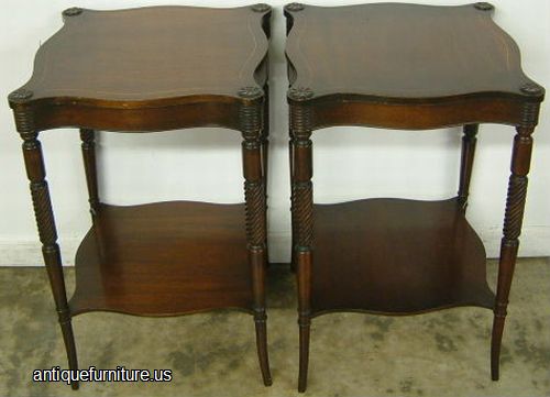 Antique Pair Mahogany Lamp Tables