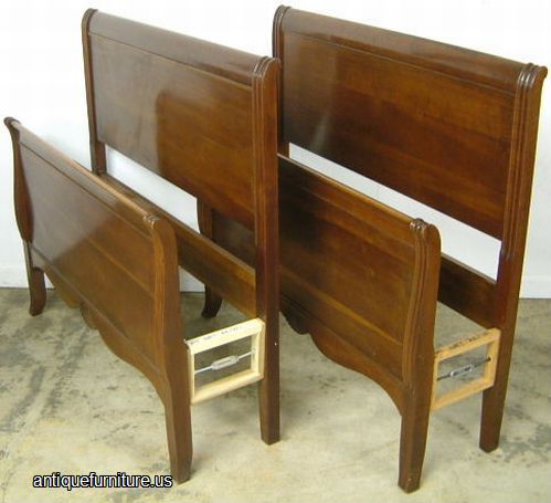 Antique Pair Mahogany Twin Beds