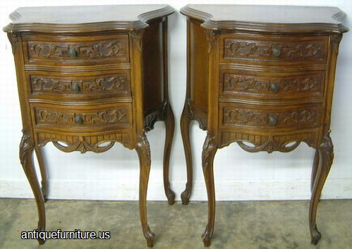 Antique Pair Ornate French Style Night Stands