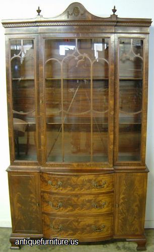 Antique Romweber Flame Mahogany Ball China Cabinet