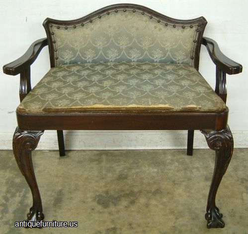Antique Ball Claw Mahogany Vanity Bench