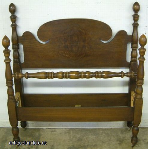 Antique Burl Walnut Twin Bed