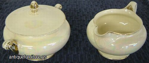 Antique Eggshell Cream Sugar Set