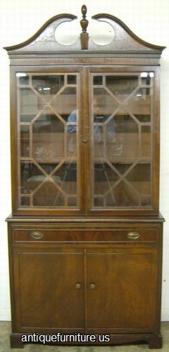Antique Flame Mahogany China Cabinet