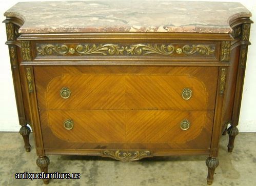 Antique Ornate French Marble Top Dresser