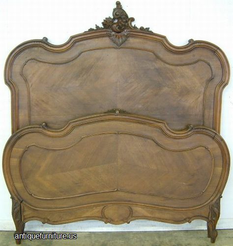 Antique Ornate French Walnut Bed