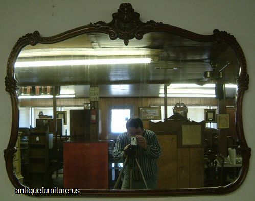 Antique Ornate Mahogany Mirror