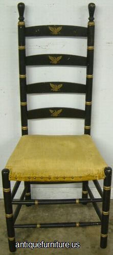 Antique Paint Decorated Ladder Back Chair