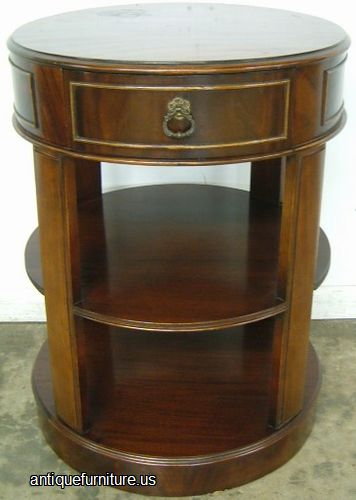 Antique Round Flame Mahogany Lamp Table
