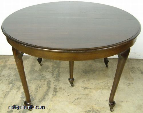 Antique Round Walnut Queen Ann Dining Table