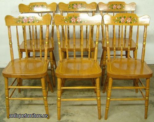 Antique Set Paint Decorated Dining Chairs