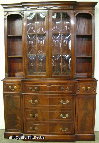 Antique Flame Mahogany Breakfront