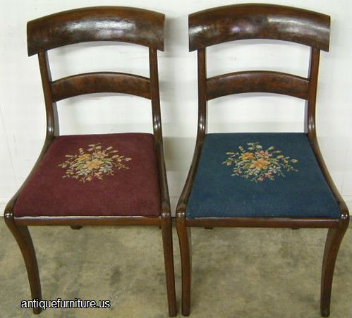 Antique Pair Empire Needle Point Chairs