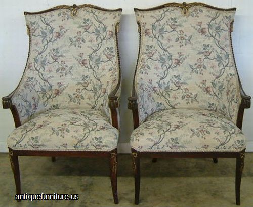 Antique Pair Mahogany Fireside Chairs