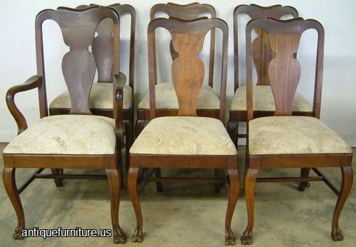 Antique Set Walnut Paw Foot Chairs