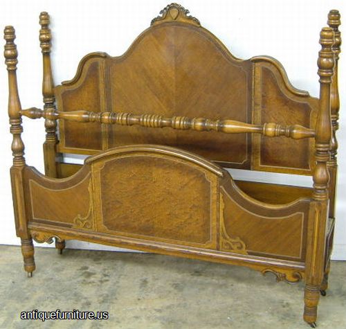 Antique Walnut 1920s Bed