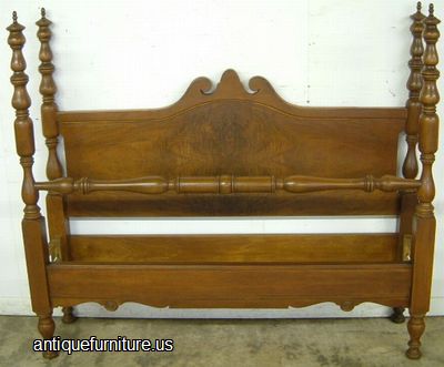 Antique Burl Walnut Poster Bed