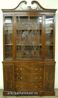 Antique Flame Mahogany China Cabinet