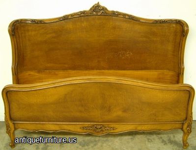 Antique French Burl Walnut Full Size Bed