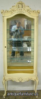 Antique French Paint Decorated Curio Cabinet