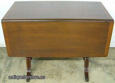 Antique Mahogany Banded Inlay Drop Leaf Table