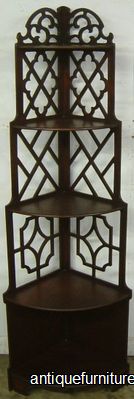 Antique Mahogany Corner Curio Shelf