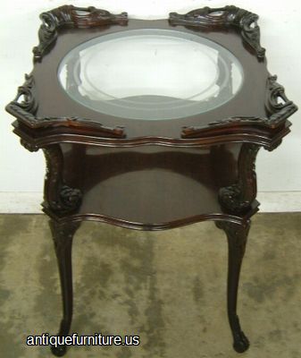 Antique Ornate Mahogany Lamp Table
