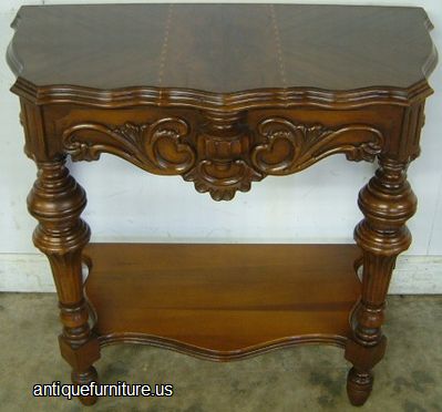 Antique Ornate Walnut Half Table