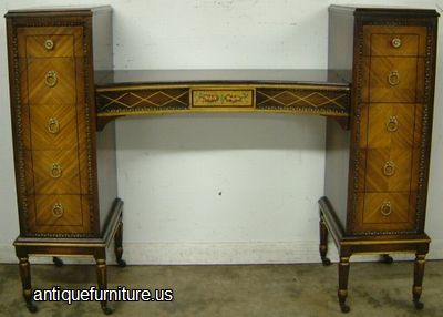 Antique Paint Decorated Walnut Lingerie Chest