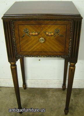 Antique Paint Decorated Walnut Nightstand
