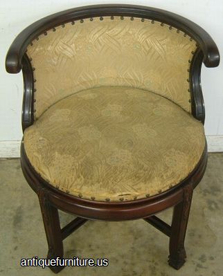 Antique Round Mahogany Revolving Vanity Bench