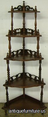 Antique Walnut Corner Curio Shelf