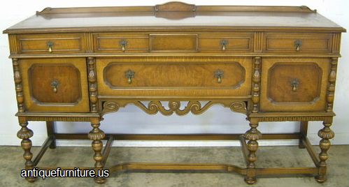 Antique Burl Walnut Oak Sideboard