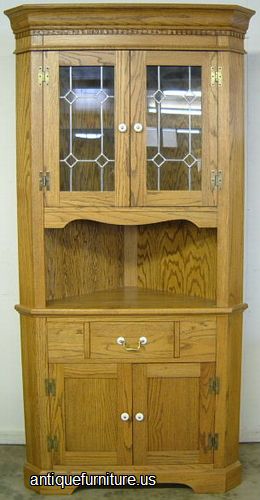 Antique Contemporary Oak Corner Cabinet
